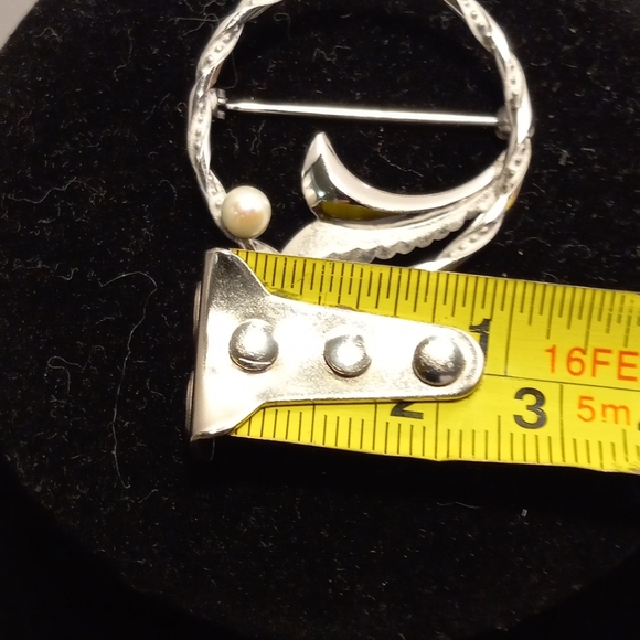 Vintage Signed DCE Sterling Silver Wreath W/Genuine Pearl Leaf Brooch Pin - Picture 8 of 9